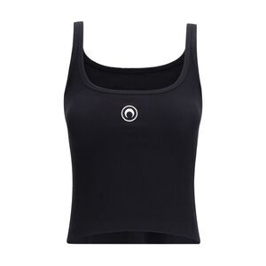 Marine Serre Women Moon Logo Ribbed Jersey Cropped Tank Top